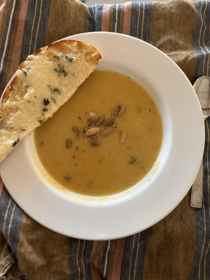 Roasted Squash Soup with Gruyere Herb Toast
